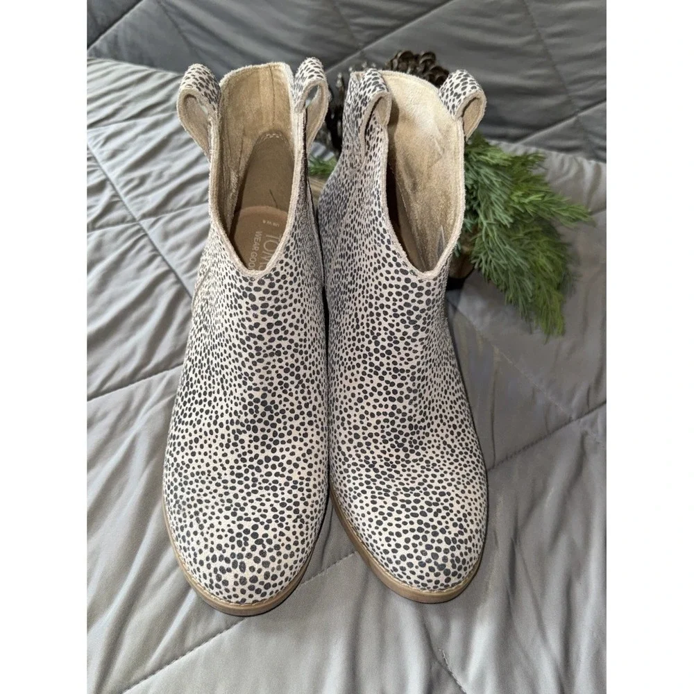 TOMS Constance Mini Cheetah Suede Western Ankle Booties Women's Size 8
